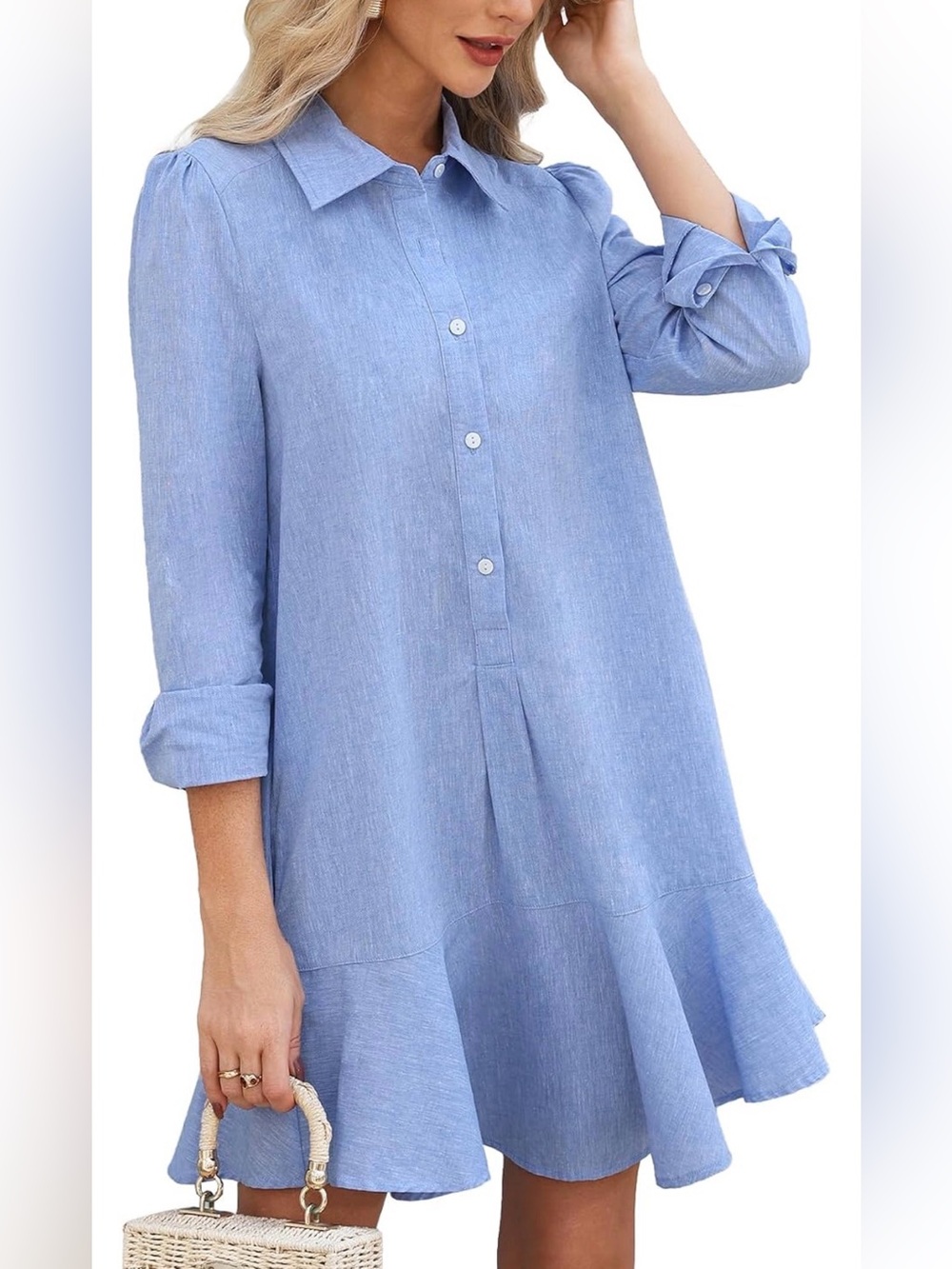 Light Blue Chambray Mini Dress